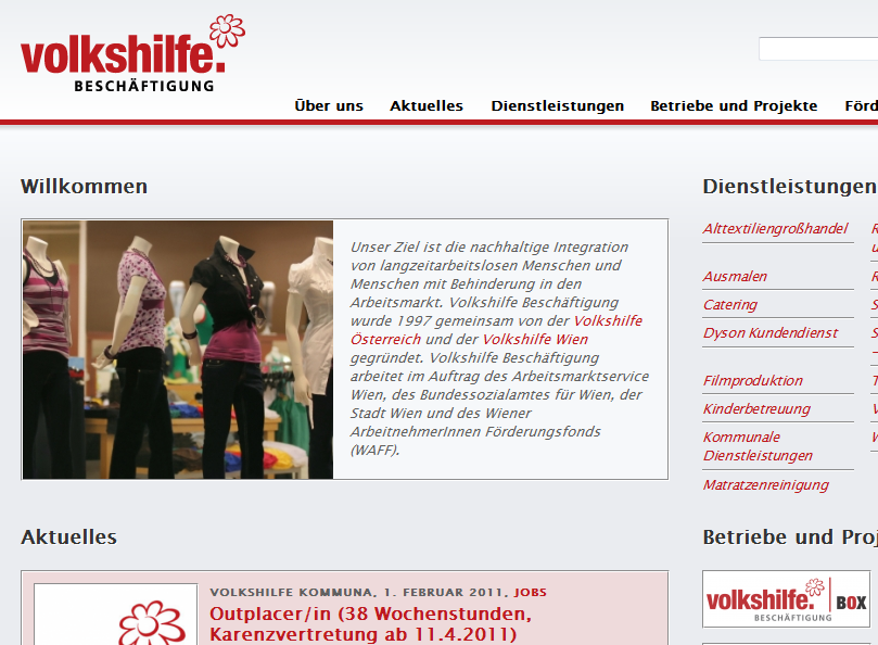 Volkshilfe Beschäftigung Website Relaunch
