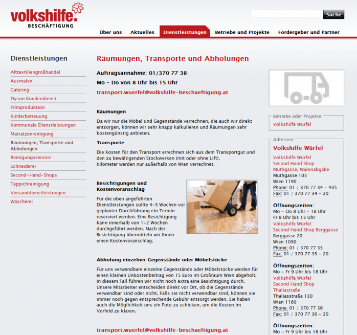 Volkshilfe Beschäftigung Website Relaunch