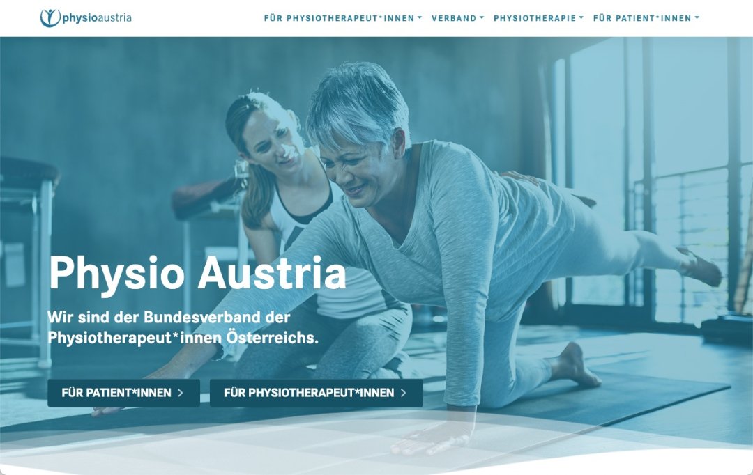 Screenshot Frontpage Physio Austria