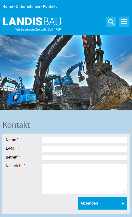 Landis Bau Unternehmenswebsite