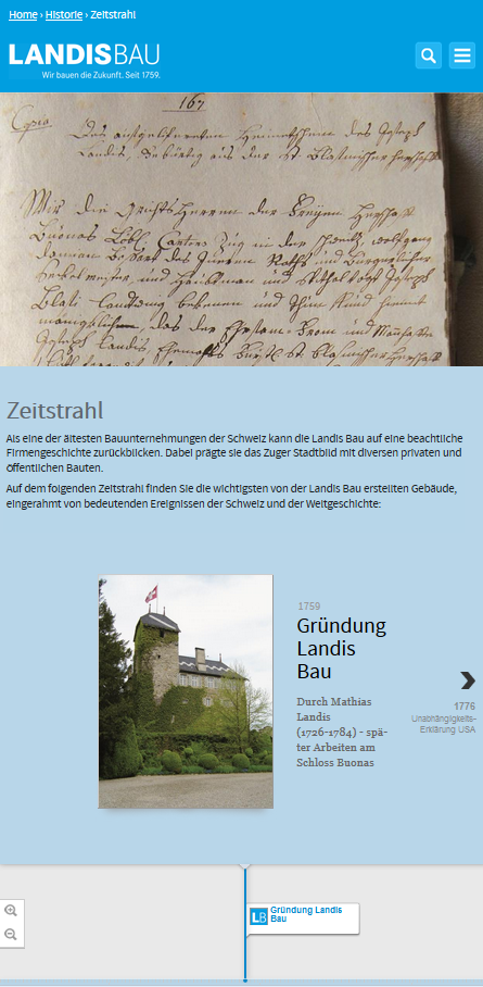 Landis Bau Unternehmenswebsite