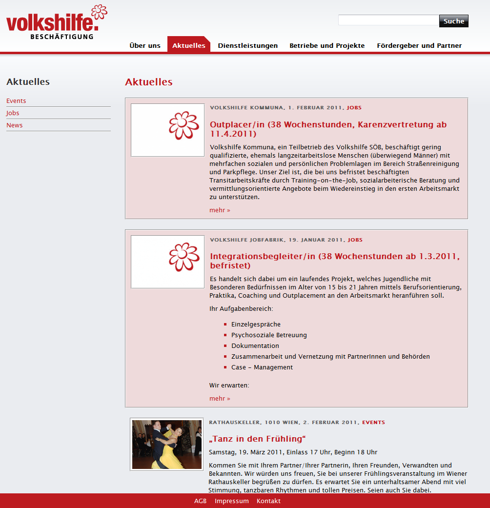 Volkshilfe Beschäftigung Website Relaunch