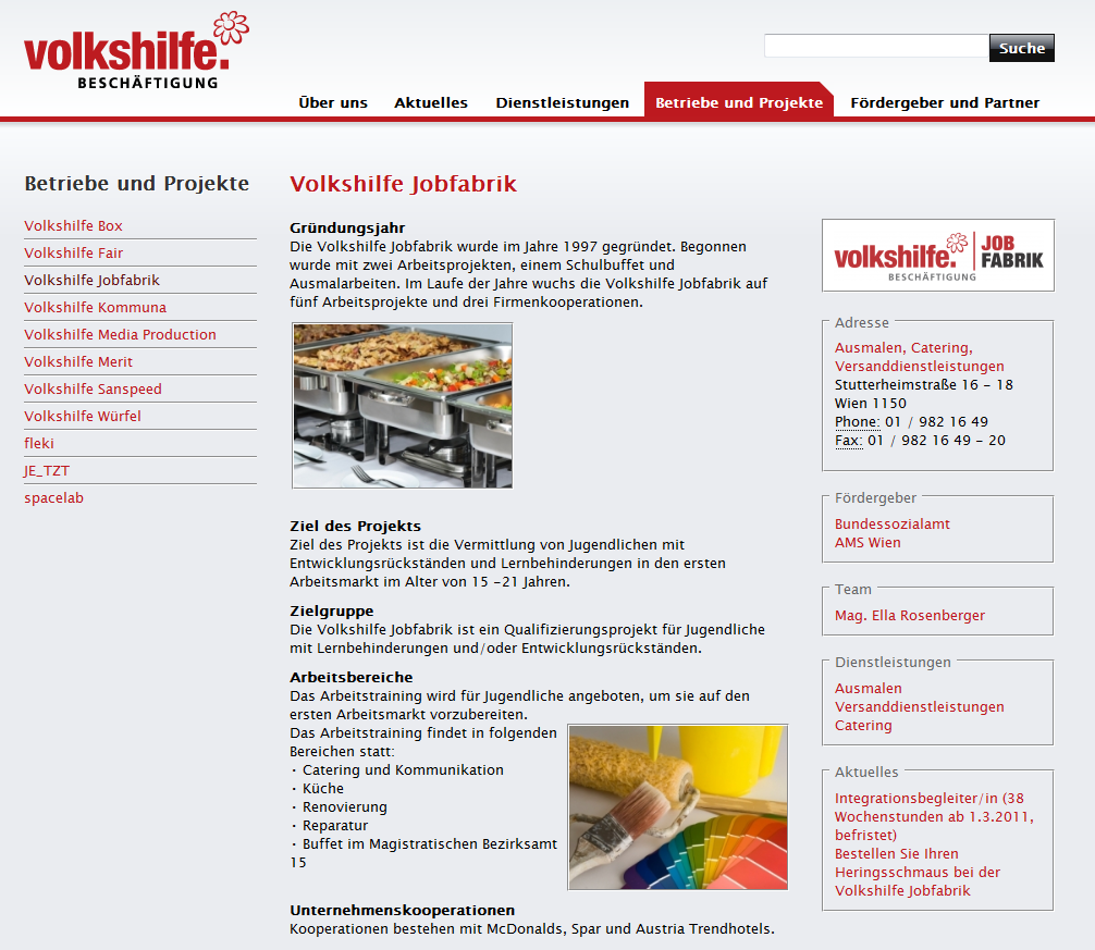 Volkshilfe Beschäftigung Website Relaunch