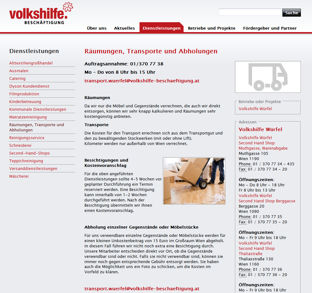 Volkshilfe Beschäftigung Website Relaunch