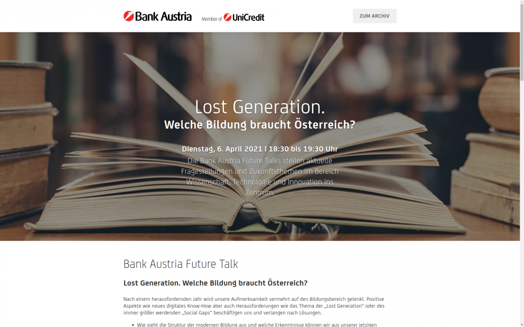 Bank Austria Future Talk - Website & Live Stream (c) 2021 lowfidelity heavy industries OG Bank Austria Future Talk - Website & Live Stream (c) 2021 lowfidelity heavy industries OG